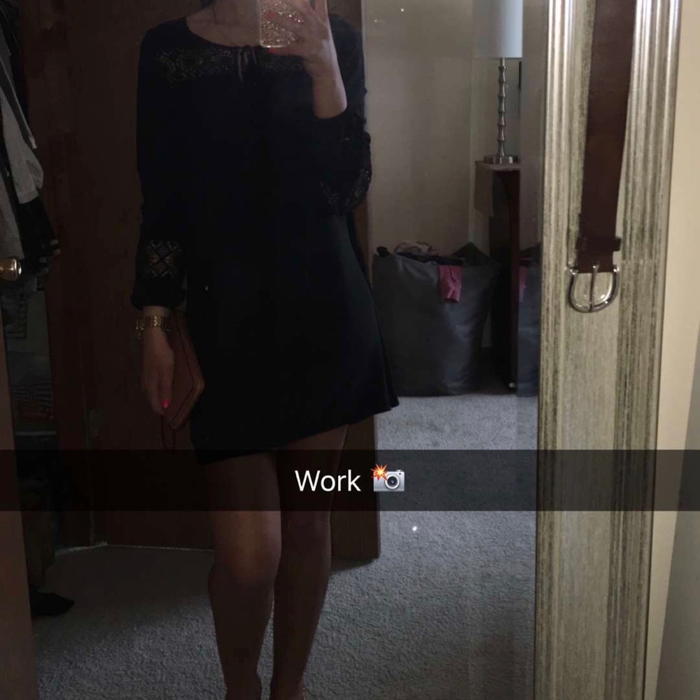 Black long sleeve mini dress